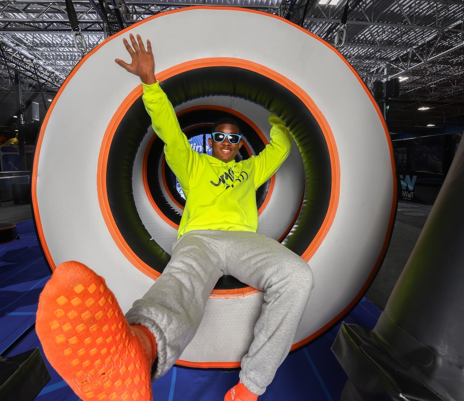 Boy jumping at Sky Zone